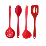 Kit Colher, Espátula, Concha E Escumadeira Silicone Vermelho