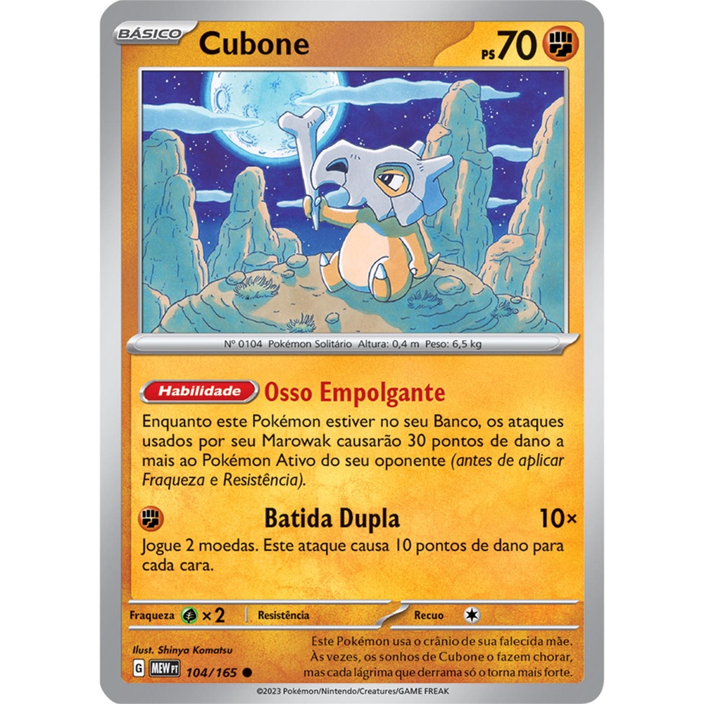 Carta Pokémon - Cubone 104/165 - 151 - Copag em Promoção na Americanas