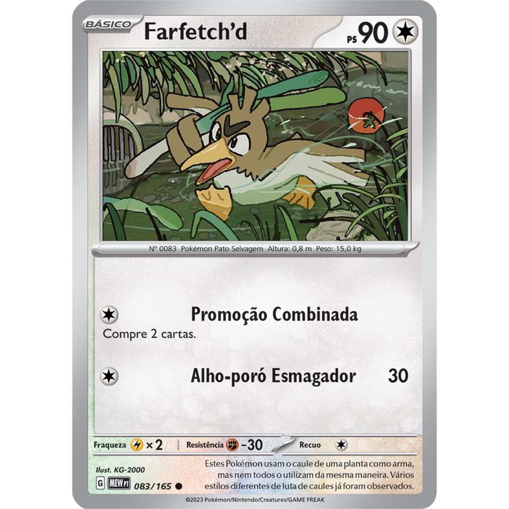 Carta Pokémon - Farfetch'd 83/165 - 151 - Copag em Promoção na Americanas