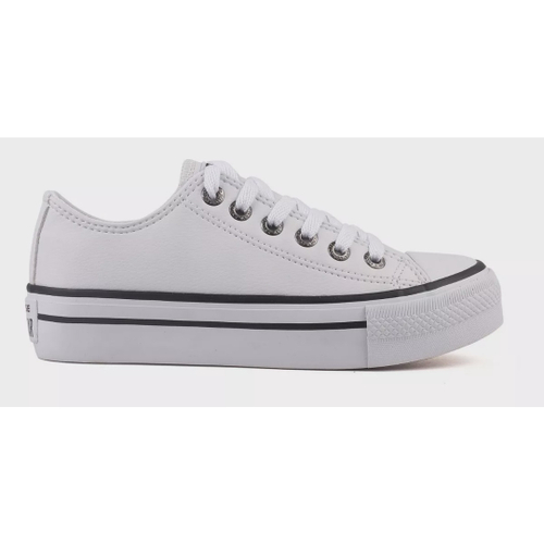 All star plataforma feminino branco couro linha preta - Kepucce Shoes