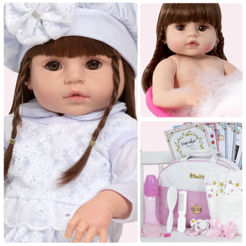 Boneca Bebê Reborn Realista Lara Rosa Cegonha Dolls Menina Morena Com 53cm  na Americanas Empresas