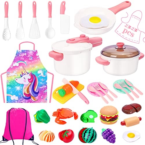 Cozinhar e assar conjunto Chef Set compatível com brinquedos de menina  compatível com 3-6 anos de idade meninos meninas jogos de culinária