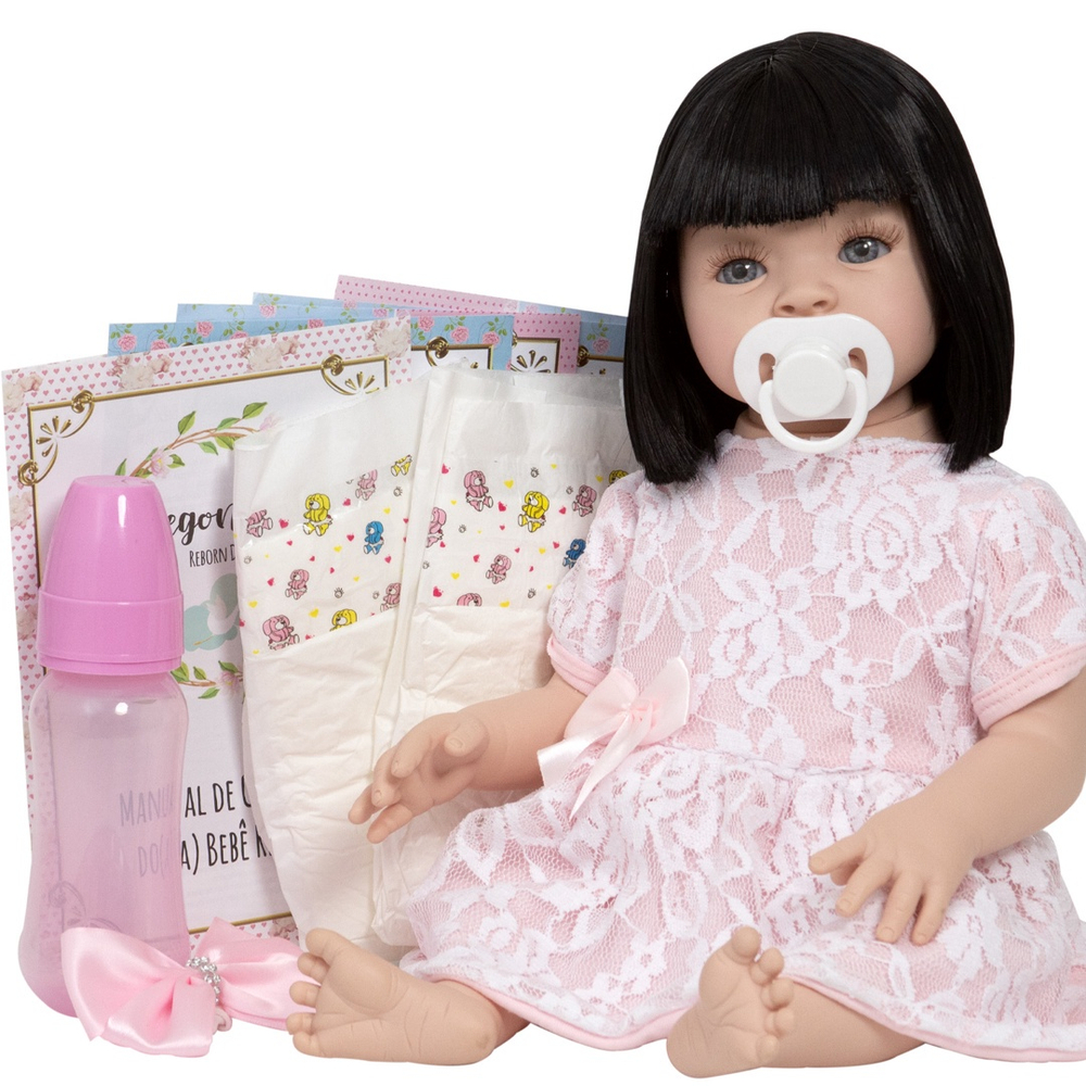 Bebe Reborn 100% Silicone Recem Nascida Fofinha Completa - Cegonha