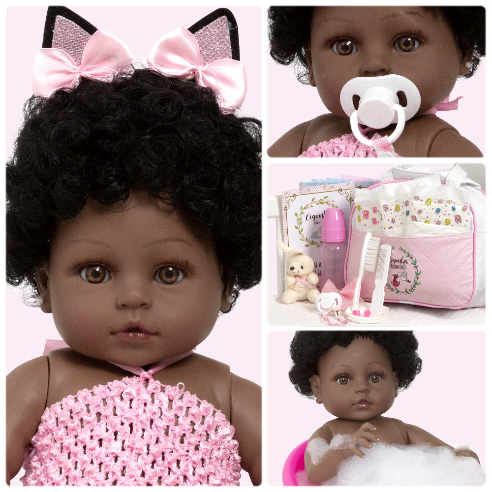 Bebe Reborn Bonita Menina Preta Coelhinha Vários Acessórios em Promoção na  Americanas