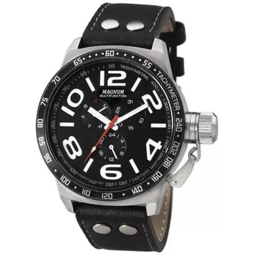 Relógio Magnum Sports Cronógrafo MA34950D Pulseira de Couro Preto