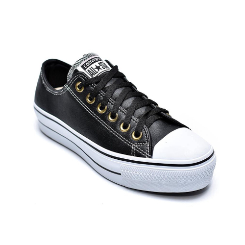 Tênis Converse Chuck Taylor All Star Platform Lift Hi CT0982 Cano Alto  Plataforma Flatform Couro Branco Preto Original no Shoptime