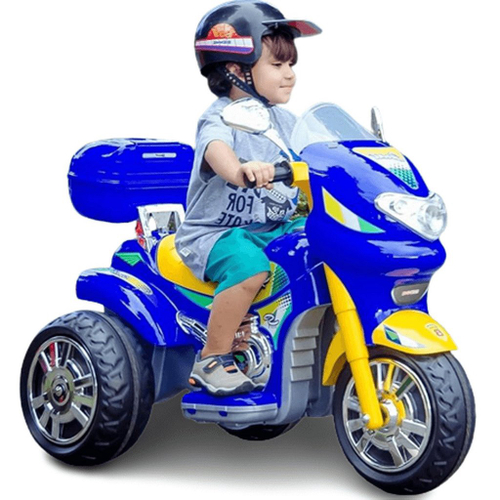 Moto Eletrica Infantil Biemme Sprint Turbo 12V Capacete Azul