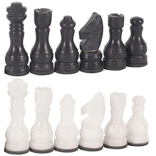 RADICALn Marble Big Board Games Figuras Completas de Xadrez Preto e Branco  - Adequado para 16 - 20 polegadas tabuleiro de xadrez - Antigo 32 Chess  Figures Set - Completamente Mármore Peças