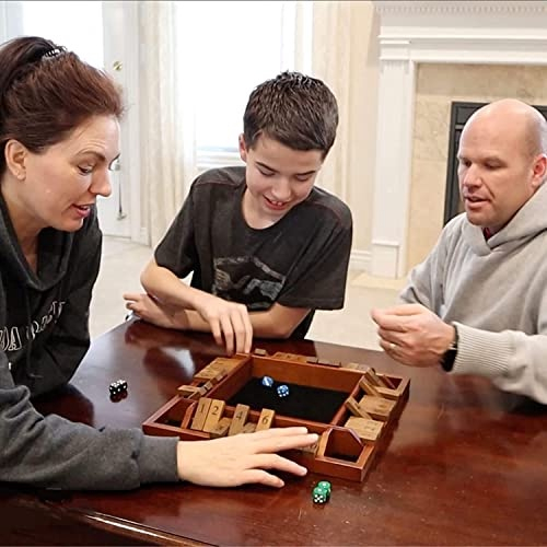 We Games 4 Player Shut The Box Jogo de tabuleiro de dados com tampa -  Madeira manchada