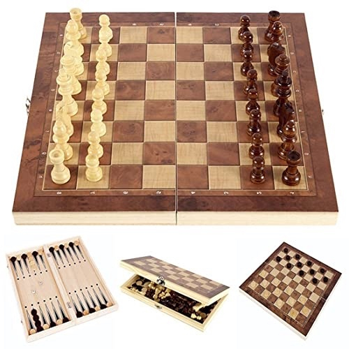 Zdcdy Conjunto de xadrez de madeira, conjunto de xadrez portátil dobrável  com armazenamento interno, para crianças, adultos, família, jogos casuais,  45 cm