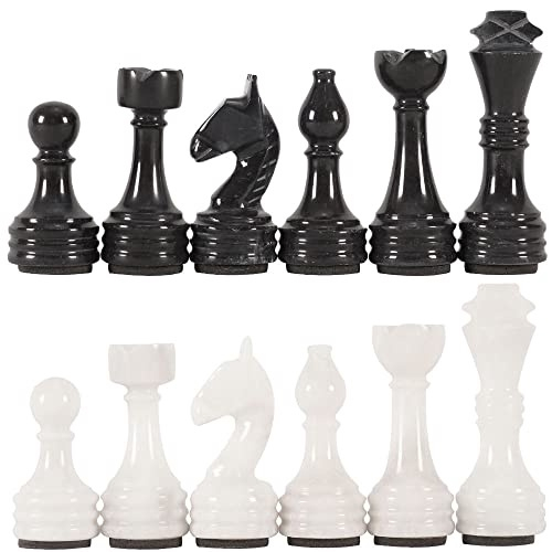 RADICALn Marble Big Board Games Figuras Completas de Xadrez Preto e Branco  - Adequado para 16 - 20 polegadas tabuleiro de xadrez - Antigo 32 Chess  Figures Set - Completamente Mármore Peças de Xadrez Não Madeireiras  Artesanais