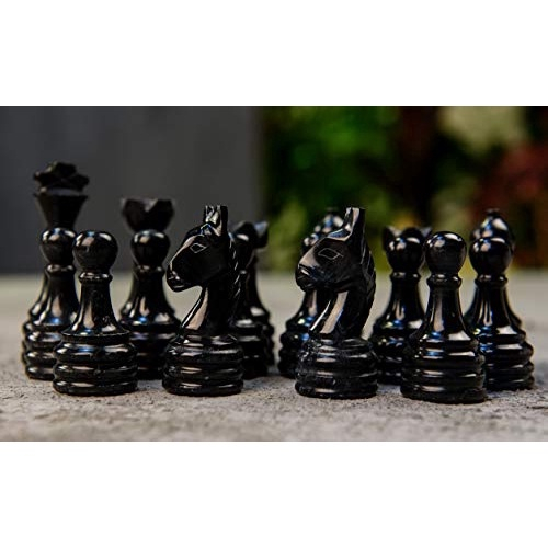 RADICALn Marble Big Board Games Figuras Completas de Xadrez Preto e Branco  - Adequado para 16 - 20 polegadas tabuleiro de xadrez - Antigo 32 Chess  Figures Set - Completamente Mármore Peças de Xadrez Não Madeireiras  Artesanais