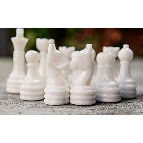 RADICALn Marble Big Board Games Figuras Completas de Xadrez Preto e Branco  - Adequado para 16 - 20 polegadas tabuleiro de xadrez - Antigo 32 Chess  Figures Set - Completamente Mármore Peças