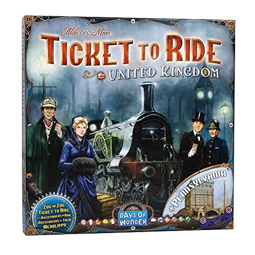 Ticket para Ride United Kingdom Board Game expansion Jogo de tabuleiro para  adultos e familiar do Jogo de Trem Idades 8 + Para 2 a 5 jogadores Tempo  médio de jogo 30-60