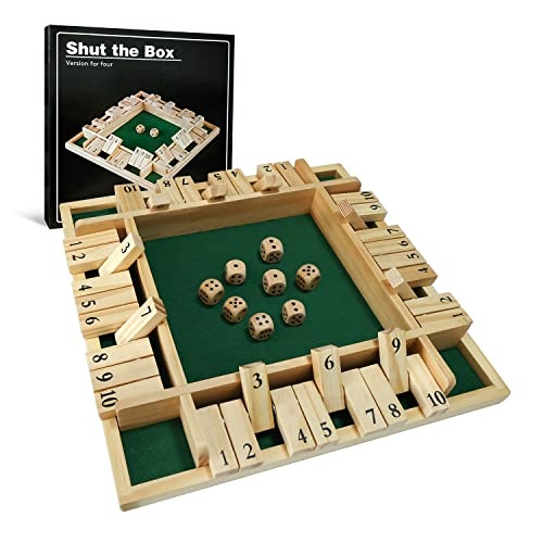 We Games 4 Player Shut The Box Jogo de tabuleiro de dados com tampa -  Madeira manchada