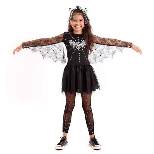 Fantasia Rainha Vampira Infantil Halloween Vestido Festa Top - 7 Artes  BrinQ Fantasias