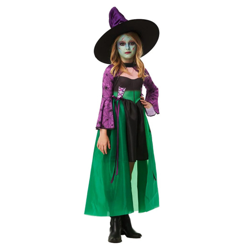 Fantasia Halloween Infantil Menina Bruxinha de Luxo Com Tiara e