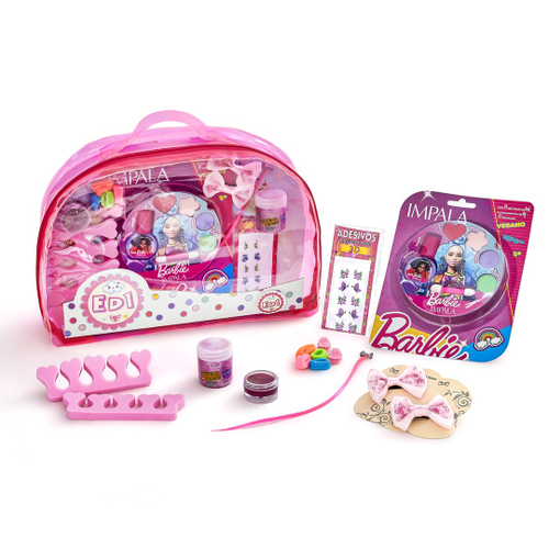 Combo Boneca Barbie Busto Fala Frases + Kit Fashion Maquiagem ED1  Brinquedos Kit Infantil menina rosa