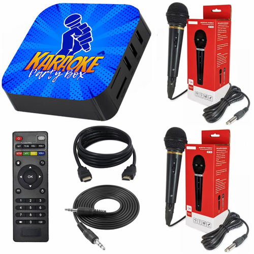 Karaoke Box Azul + de 1000 Músicas + 2 Microfones Com Pontuação