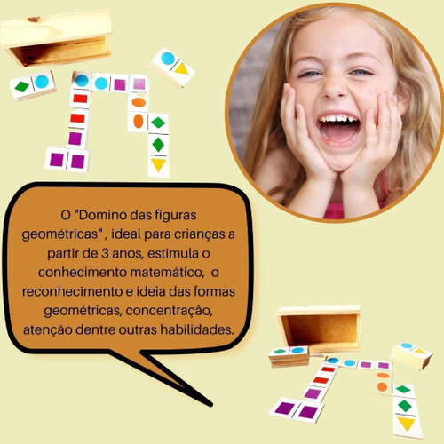 Jogo De Dominó Infantil Formas Geométricas Educativo 28 Pçs