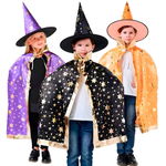 Capa Bruxa Infantil Dupla Face Fantasia Ravena de Halloween