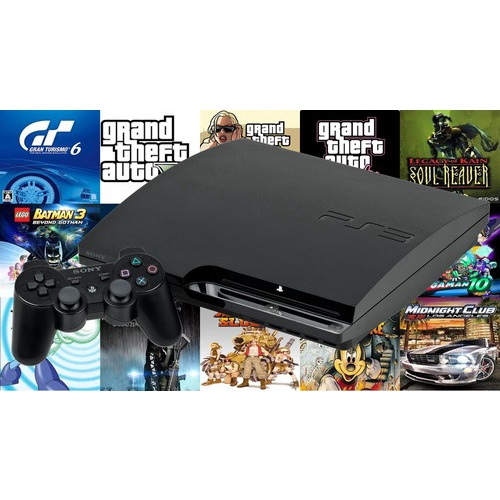 Sony Playstation 3 Super Slim 500gb 2 Controles + 3 Jogos Cor