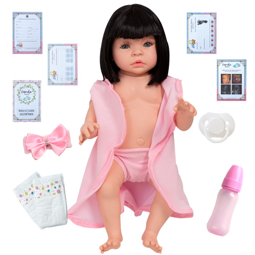 Boneca Bebê Reborn Realista Lara Rosa Cegonha Dolls Menina Morena Com 53cm  na Americanas Empresas