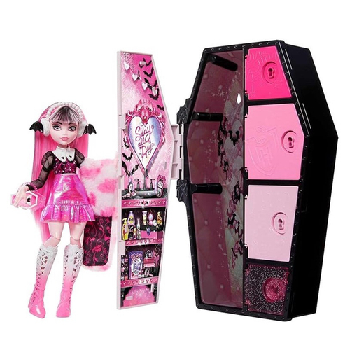 Boneca Monster High Draculaura Cabelo Rosa Preto Morcego de Estimação e  Acessórios HHK51 Mattel