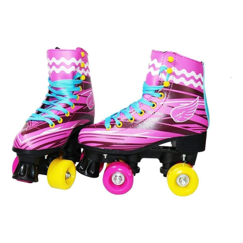 Patins Roller Skate 4 Rodas Rosa Brilhante Com Glitter Ajustáveis Fenix na  Americanas Empresas