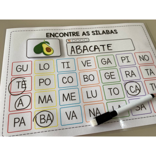 Jogo das sílabas Material pedagógico plastificado com velcro jogo infantil  alfabetização