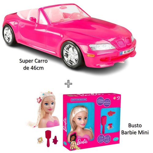 CARRO BARBIE CONVERSÍVEL ROSA MUITO BOM ESTADO COM TODOS OS ADESIVOS!