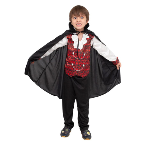 Fantasia Drácula Vampiro Halloween Infantil Roupa + Capa Top - 7 Artes  BrinQ Fantasias