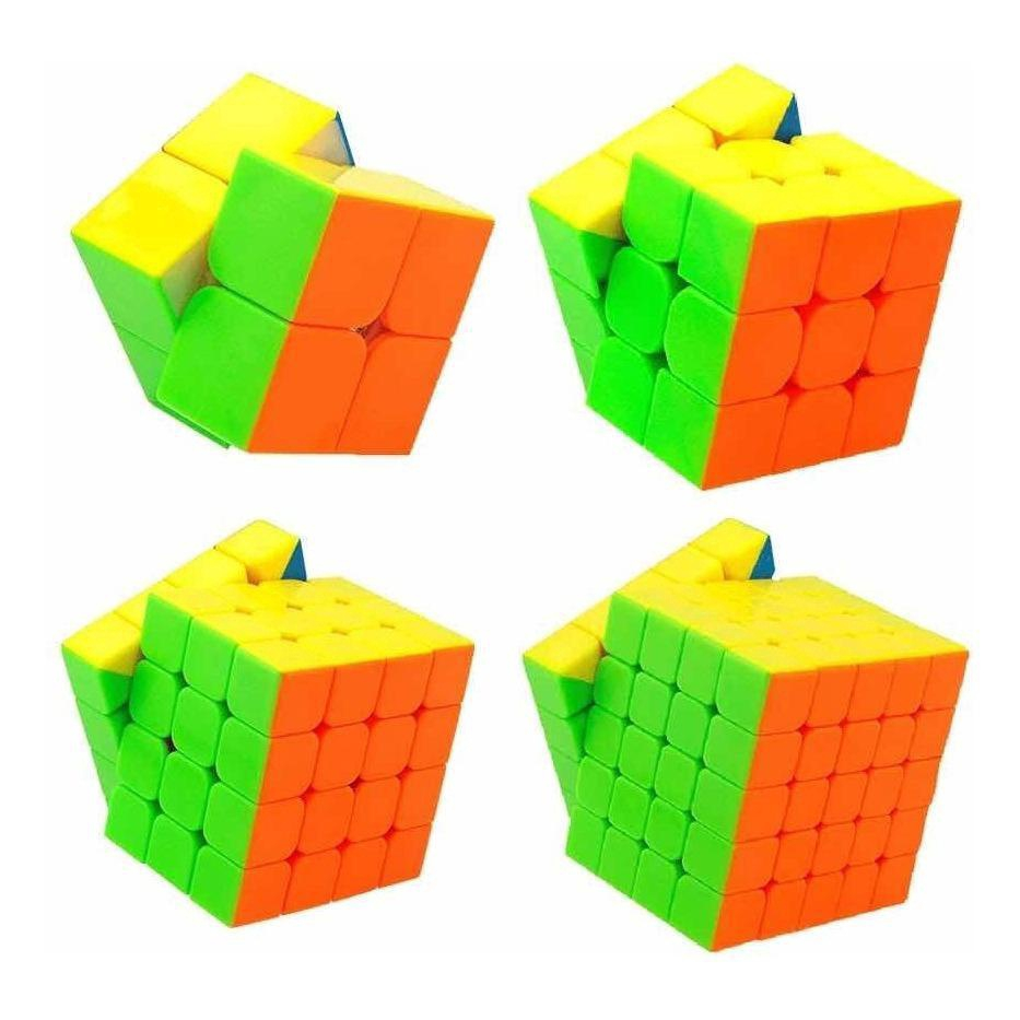 Kit Cubo Mágico Quebra Cabeça Profissional MoYu 2x2 3x3 4x4 - Cubo