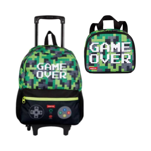 Kit Mochila Escolar Infantil Brancoala Games Rodinhas Tam G