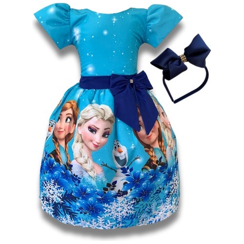 Vestido Infantil Social Daminha Princesa Cinderela Frozen Aniversário 4 Ao  16 Luxo - Azul