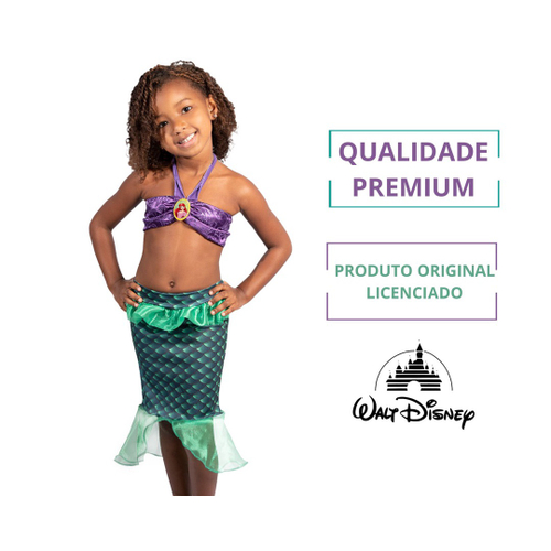 Fantasia Infantil Pequena Sereia Ariel Vestido Festa Luxo