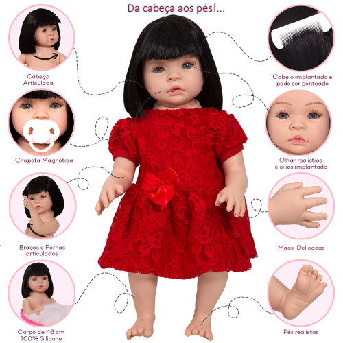 Bebe Reborn 100% Silicone Recem Nascida Fofinha Completa em