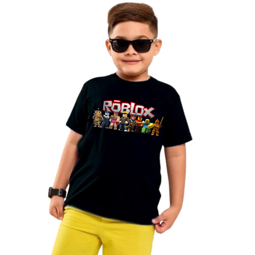 ROBLOX-Camiseta infantil de manga curta, roupa de algodão