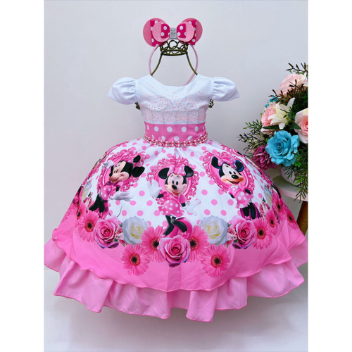 Vestido da best sale minnie rosa barato