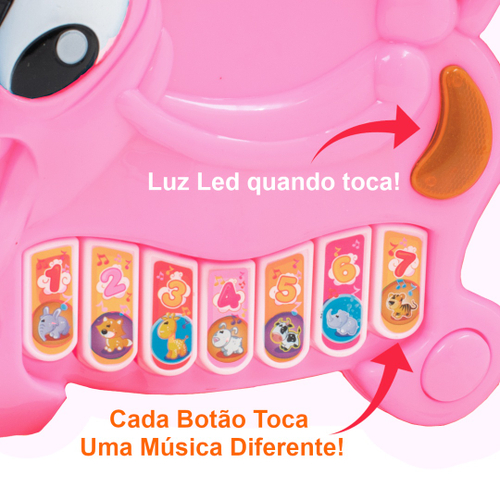 Brinquedo infantil vaquinha fazendinha piano teclado musical