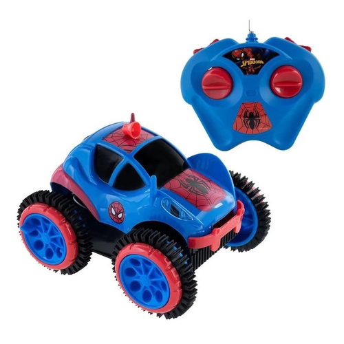 CARRINHO INFANTIL COM CONTROLE REMOTO HOMEM ARANHA 4 ANOS+ REF: 5840 -  Azul+Vermelho