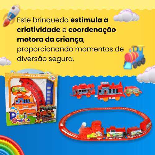 Trem Trenzinho Piuízinho Elétrico Brinquedo Infantil À Pilha - Feira da  Madrugada SP