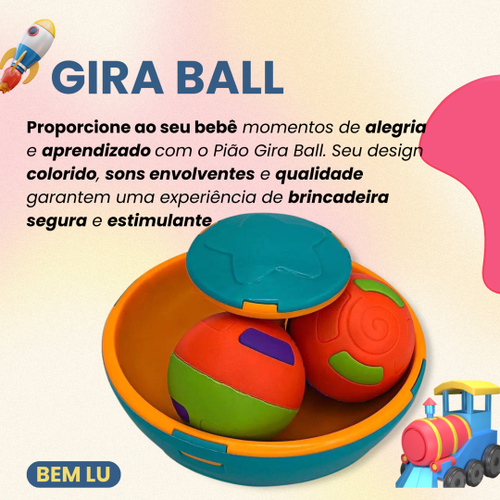 Pião Brinquedo Gira Ball Com 2 Bolinhas Chocalho Interativo