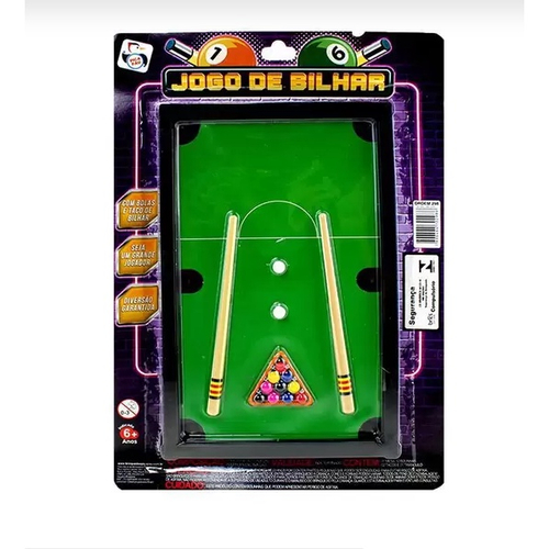 Mesinha Jogo Sinuca Brilhar 02 Tacos Bolinhas Numeradas