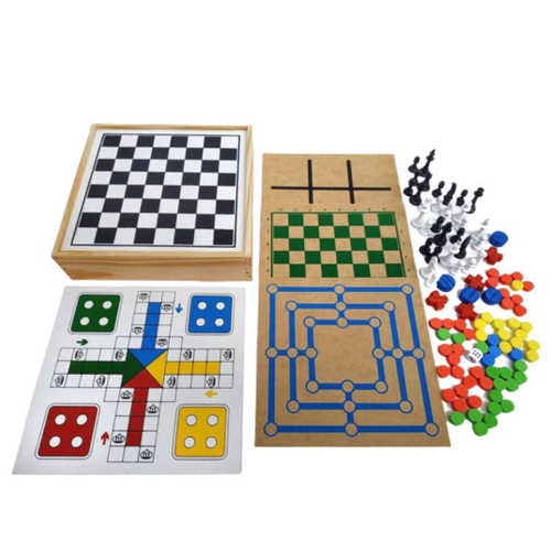 Jogo de dama com tabuleiro de madeira mdf + 24 peças - COLUNA