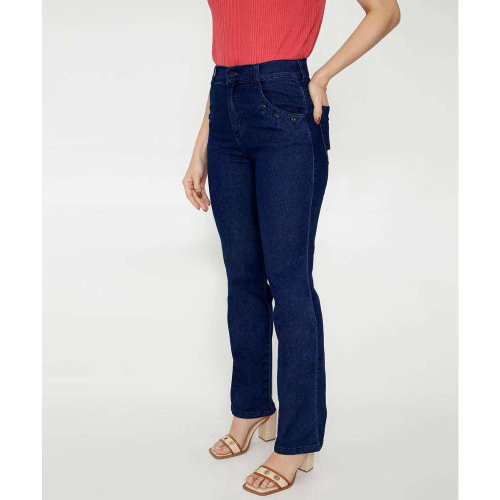 Calça jeans biotipo flare cintura alta com botões hotsell