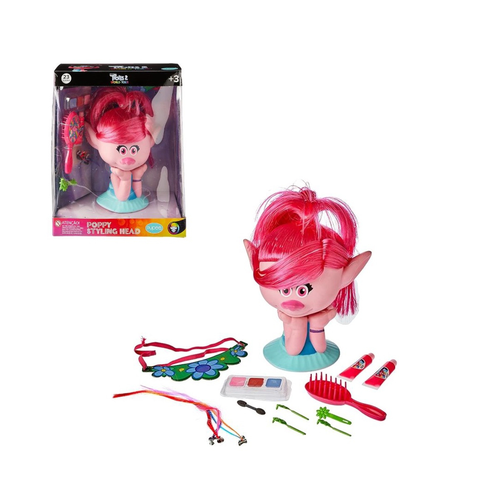 Busto Boneca Poppy Trolls II Para Pentear Com Maquiagem