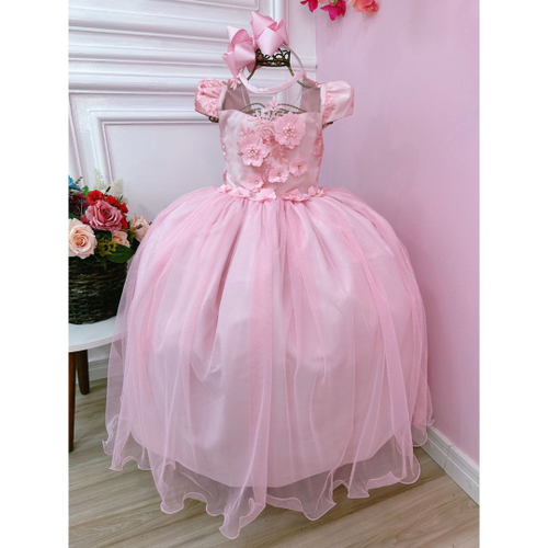 Vestido longo hot sale rosa infantil