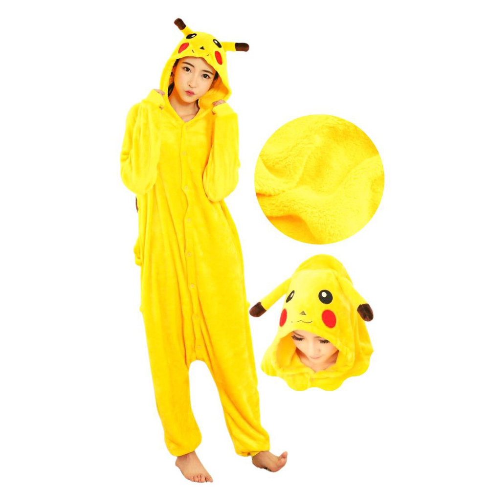 Pijama Kigurumi Adulto Animal Amarelo Fantasia Cosplay Pelúcia Macacão com  Capuz Confortável Tamanho: P