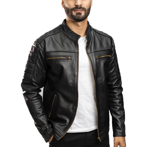 Jaqueta biker vintage em couro hotsell